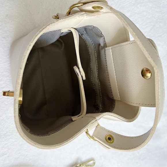 SHEIN Mini Bucket Crossbody Bucket Bag Cream - Picture 6 of 12